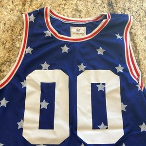 Red, white, and blue, stars and stripes, thick double layer jersey - Large